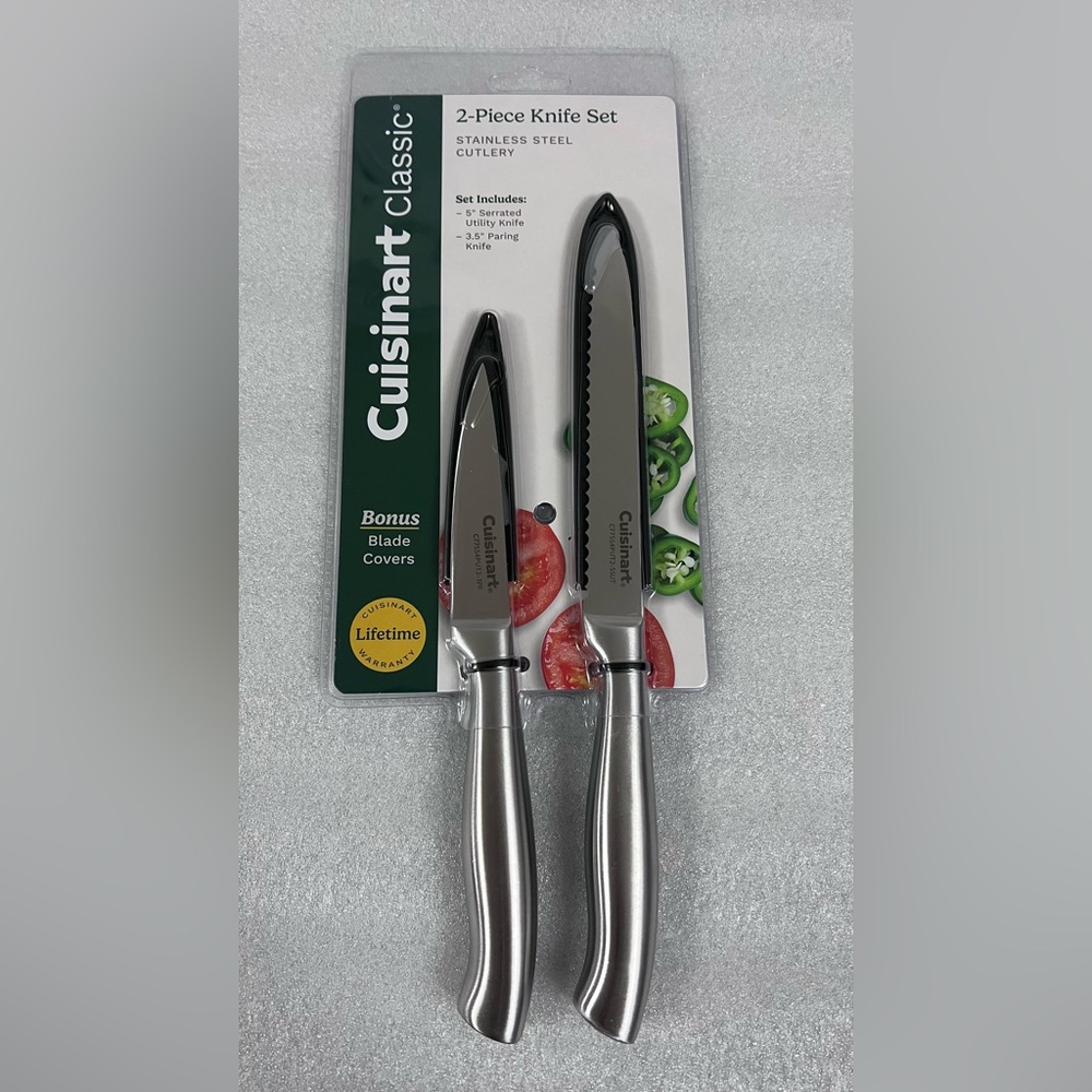 Cuisinart Classic Knife 2-piece Set - Stainless Steel Cutlery Bonus Blade Covers